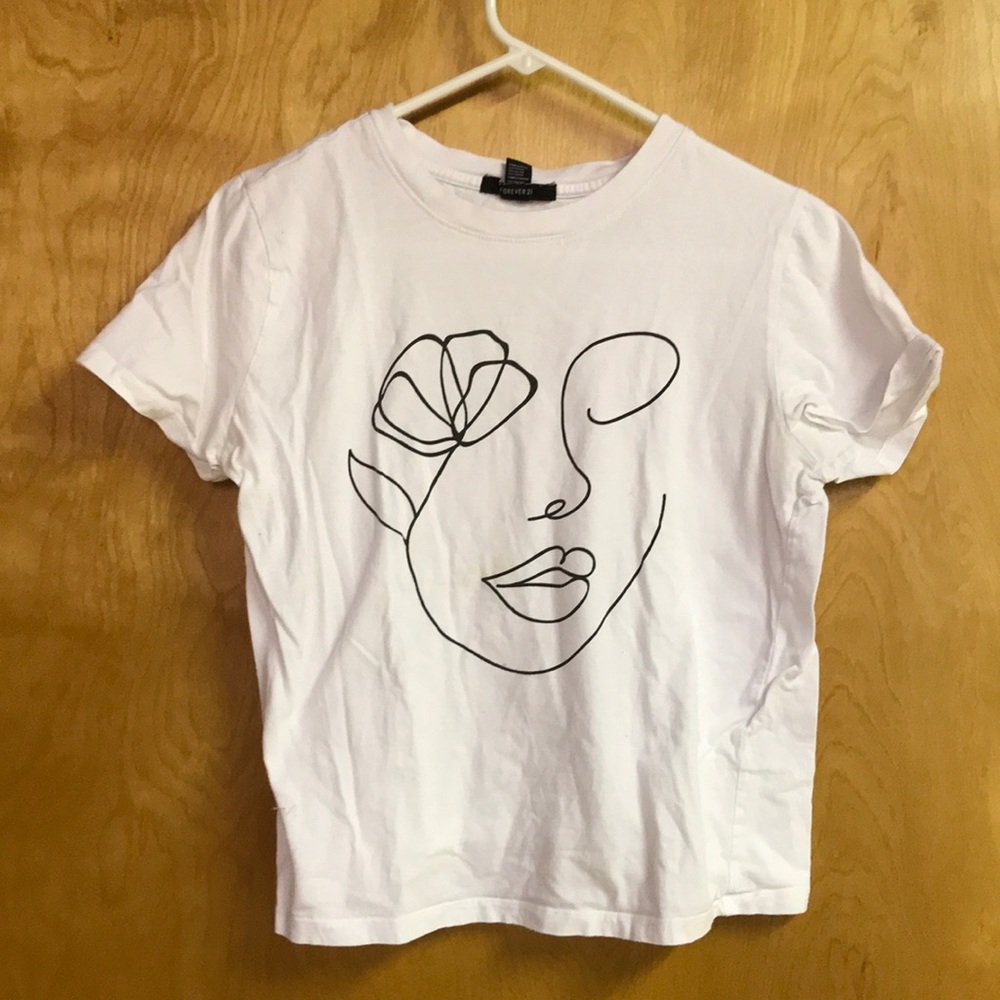 Forever 21 White Tee With Face